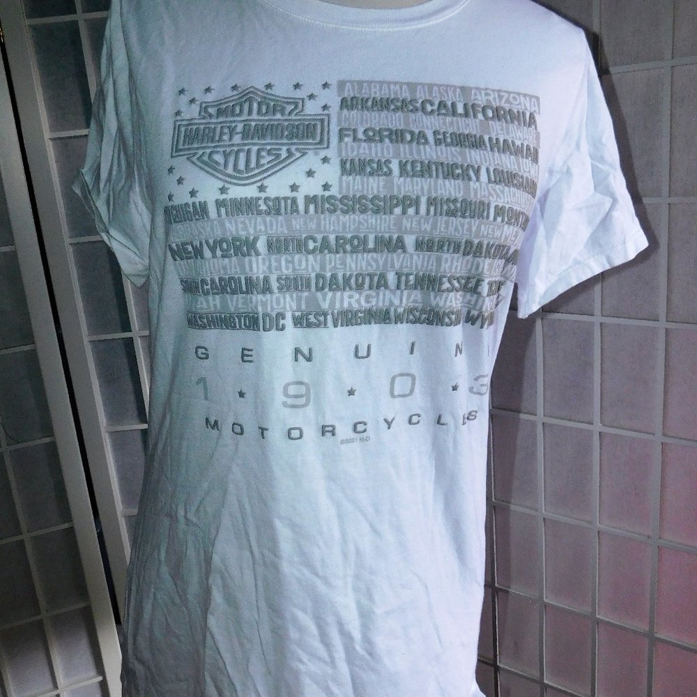 White Harley Davidson Biker tee shirt, Nags Head, NC, Large, cotton